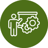 Persona señalando una presentación